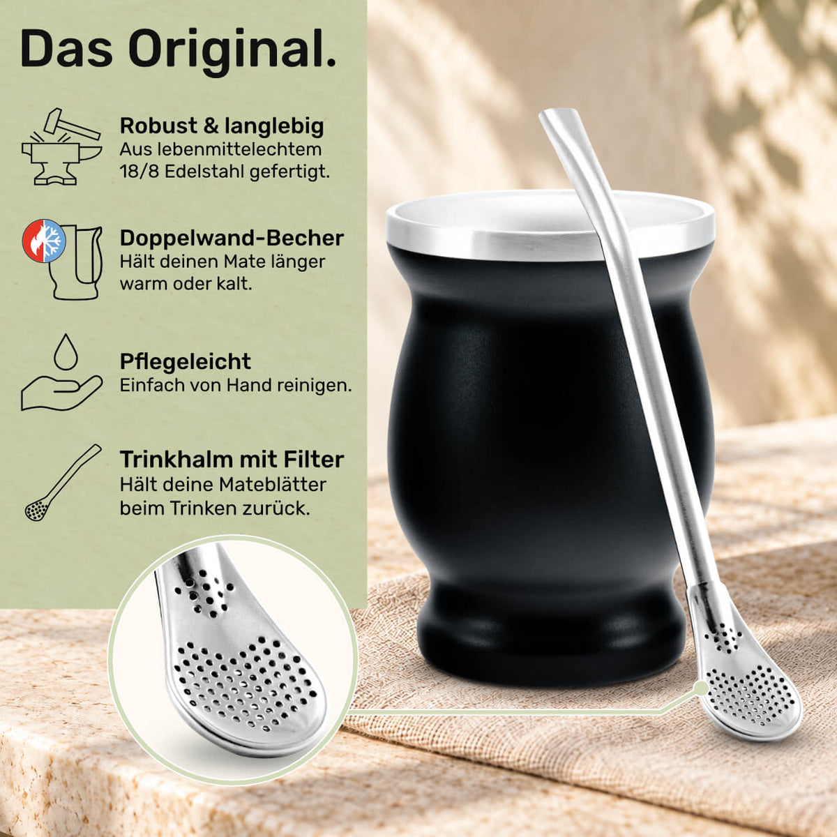 Mate set for 2 stainless steel
